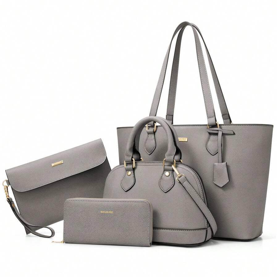 UKEIN 4PCS Women Fashion Handbags Purses Wallet Tote Shoulder Bags Casual Crossbody Bags, Best Valentine's Day Gift For Ladies Girls, Satchel Purse Set 4pcs