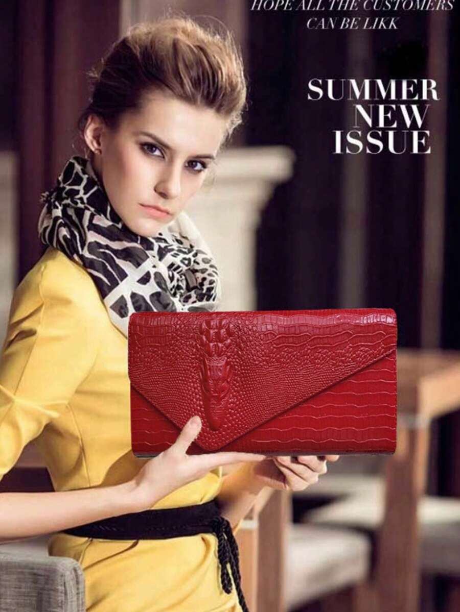 Luxury PU Leather Crossbody Bag, Fashionable & Versatile Women's Tote Handbag, Personalized & Stylish Crocodile Pattern Clutch Bag