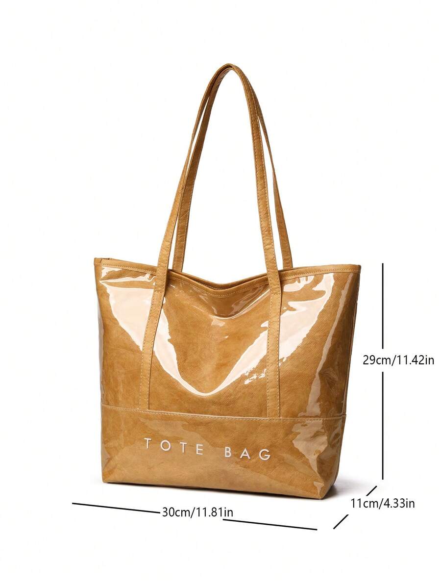 Women's Fashion Campus Style Large Tote Bag, Double-Layer Fabric Women's Shoulder Bag- Suitable For Shopping, Dating, Parties And Commuting