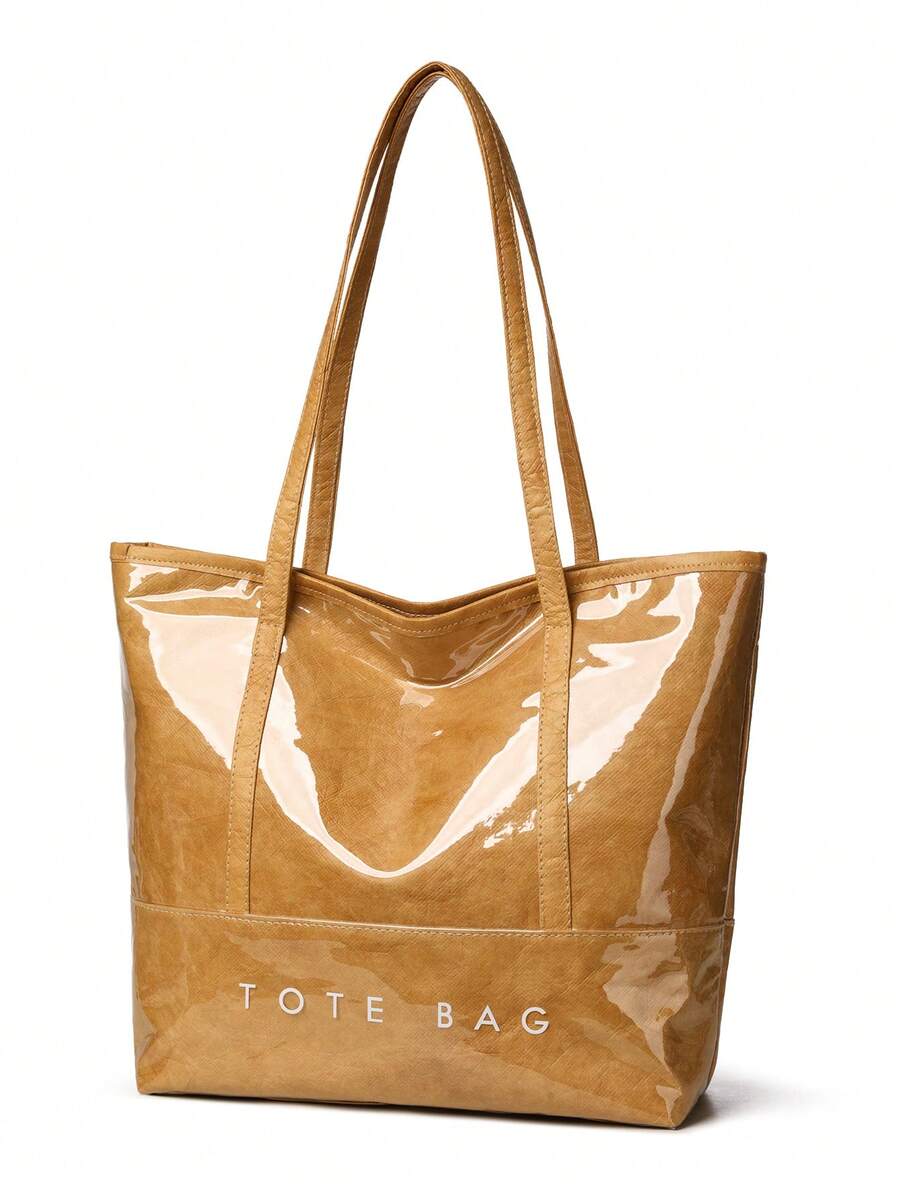 Women's Fashion Campus Style Large Tote Bag, Double-Layer Fabric Women's Shoulder Bag- Suitable For Shopping, Dating, Parties And Commuting