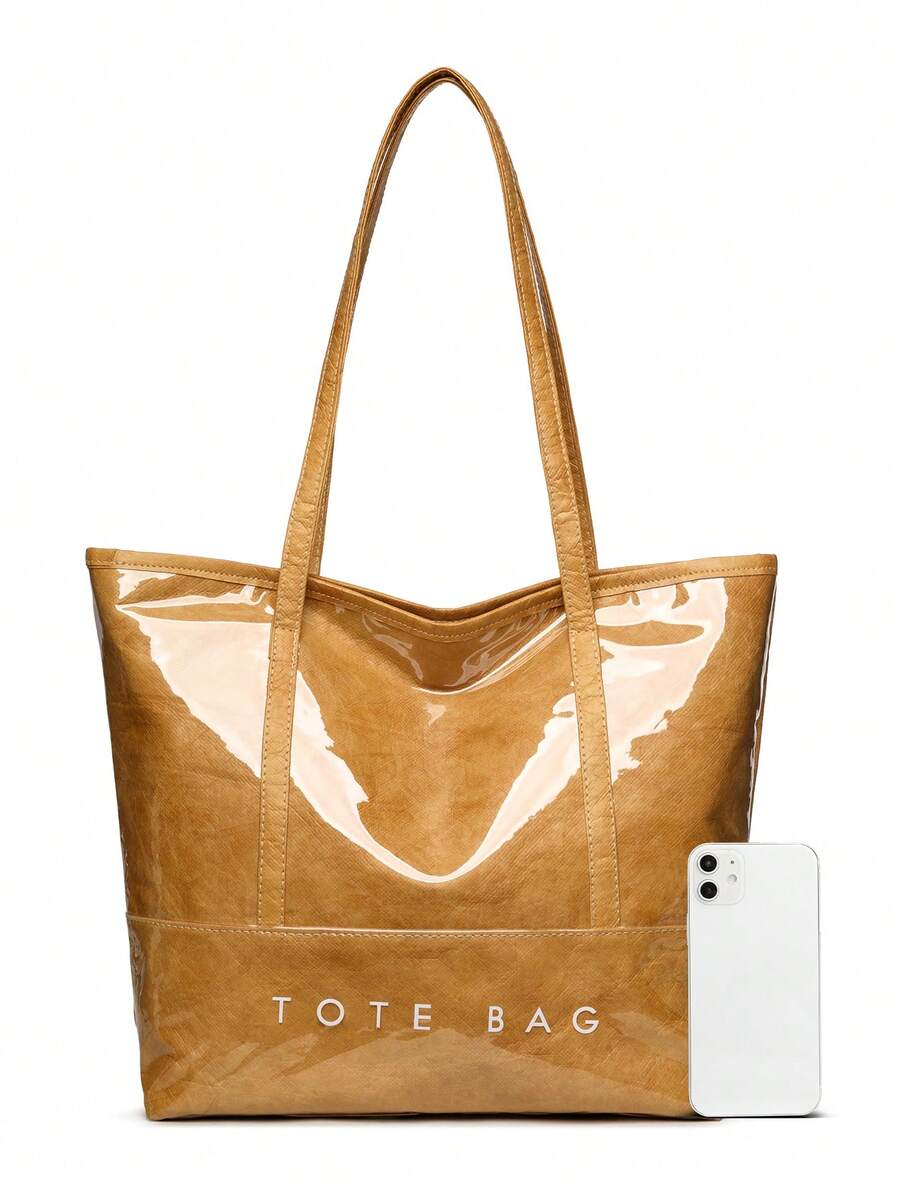 Women's Fashion Campus Style Large Tote Bag, Double-Layer Fabric Women's Shoulder Bag- Suitable For Shopping, Dating, Parties And Commuting