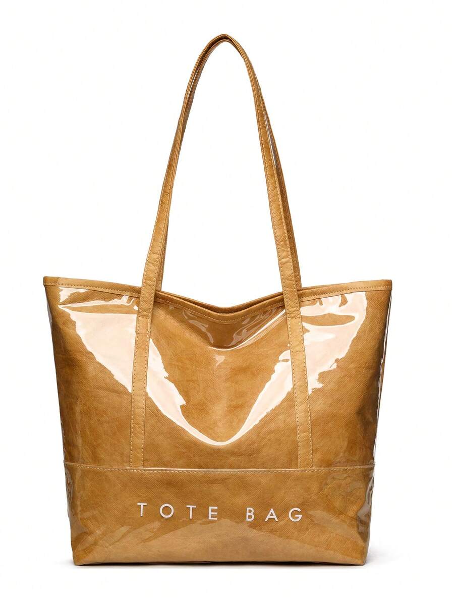 Women's Fashion Campus Style Large Tote Bag, Double-Layer Fabric Women's Shoulder Bag- Suitable For Shopping, Dating, Parties And Commuting
