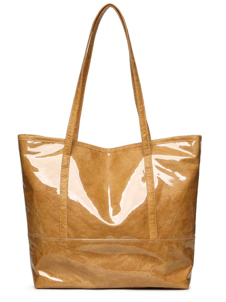 Women's Fashion Campus Style Large Tote Bag, Double-Layer Fabric Women's Shoulder Bag- Suitable For Shopping, Dating, Parties And Commuting