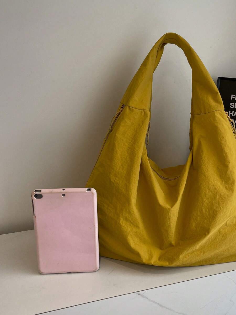 Fashion Solid Color High-Capacity Multi-Pocket Multi-Compartment Shoulder Armpit Tote Bag