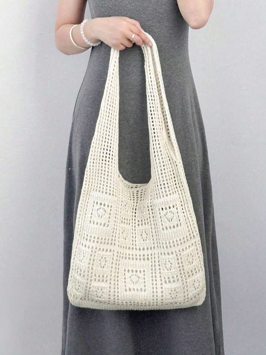 LFIRSTL Fashion Lace Crochet Hollow Design Vacation, School Bag, Large Capacity, Portable, Suitable For Teenage Girls, College Students, Office Workers, Perfect For Work, Back To School, Middle School