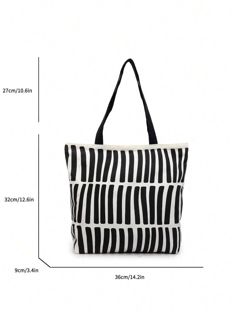 Casual Vacation Striped Pattern Large Capacity Tote Bag, Beach Bag, Perfect For Daily Use- Suitable For Parties, Work, University, Classroom, Commuting, School, Etc. Suitable For Women, Career Starte