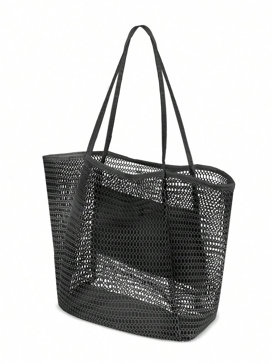 Swim Chiccia Large Capacity Beach Travel Bag| Women's Shoulder Bag, Women's Tote Bag, Beach Mesh Tote Bag, Women's Foldable Shoulder Bag, Travel Bag Beach Nylon Mesh Tote Bag, Casual Tote Bag Hobo Wo