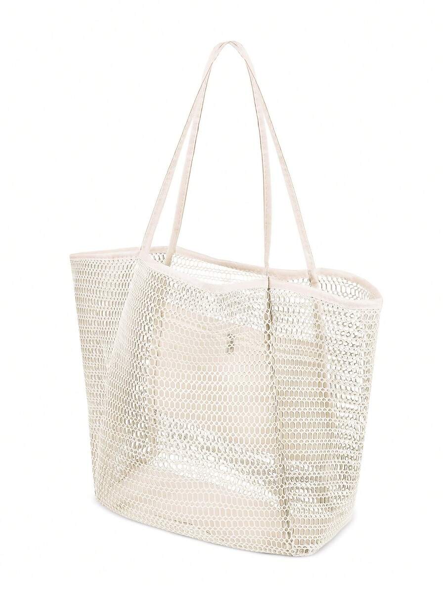 Swim Chiccia Large Capacity Beach Travel Bag| Women's Shoulder Bag, Women's Tote Bag, Beach Mesh Tote Bag, Women's Foldable Shoulder Bag, Travel Bag Beach Nylon Mesh Tote Bag, Casual Tote Bag Hobo Wo