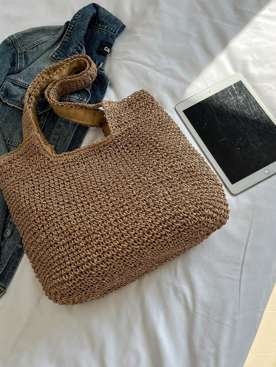 Fashionable Large Capacity Woven Tote Bag For Women, Straw Bag