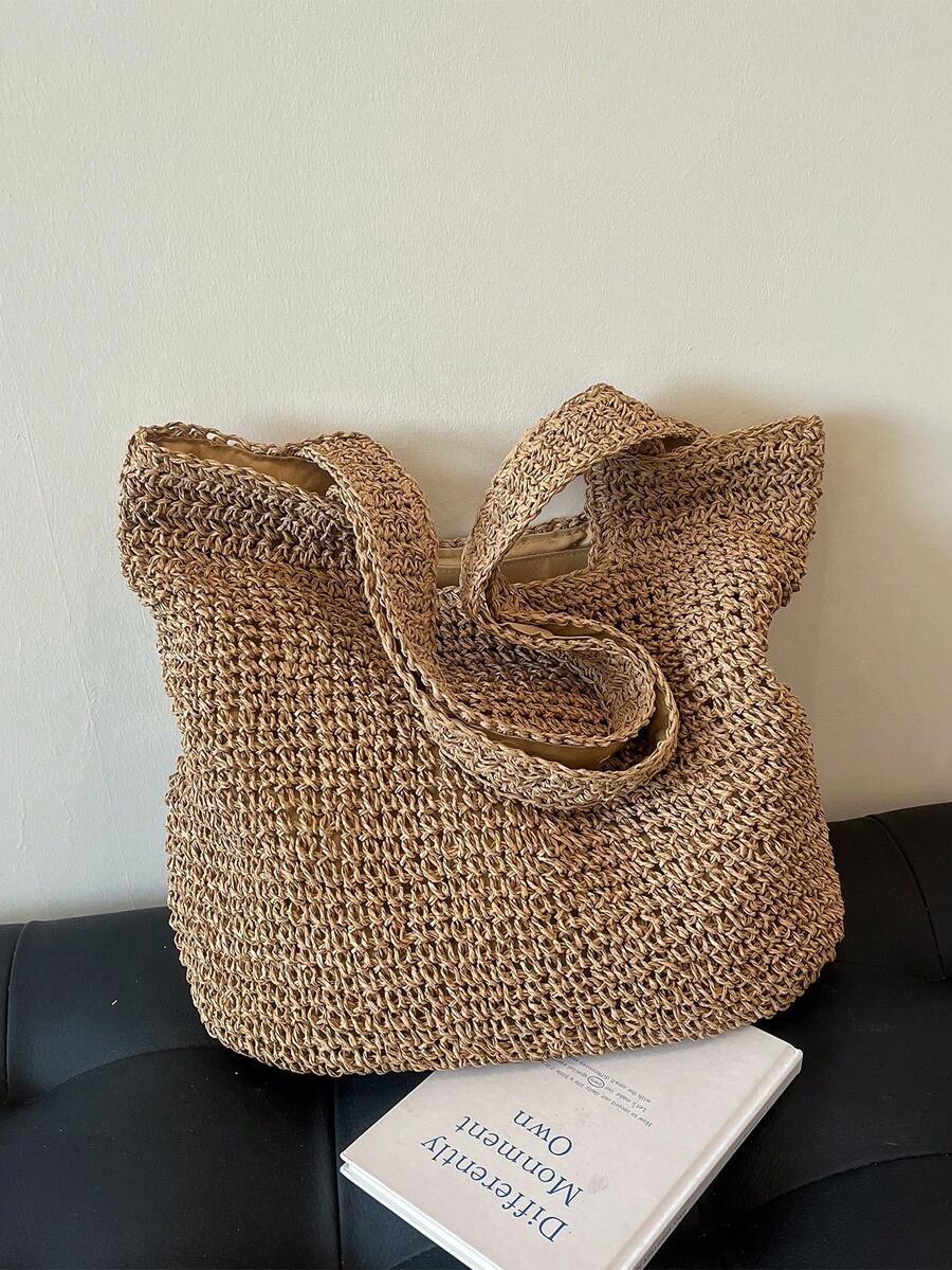 Fashionable Large Capacity Woven Tote Bag For Women, Straw Bag