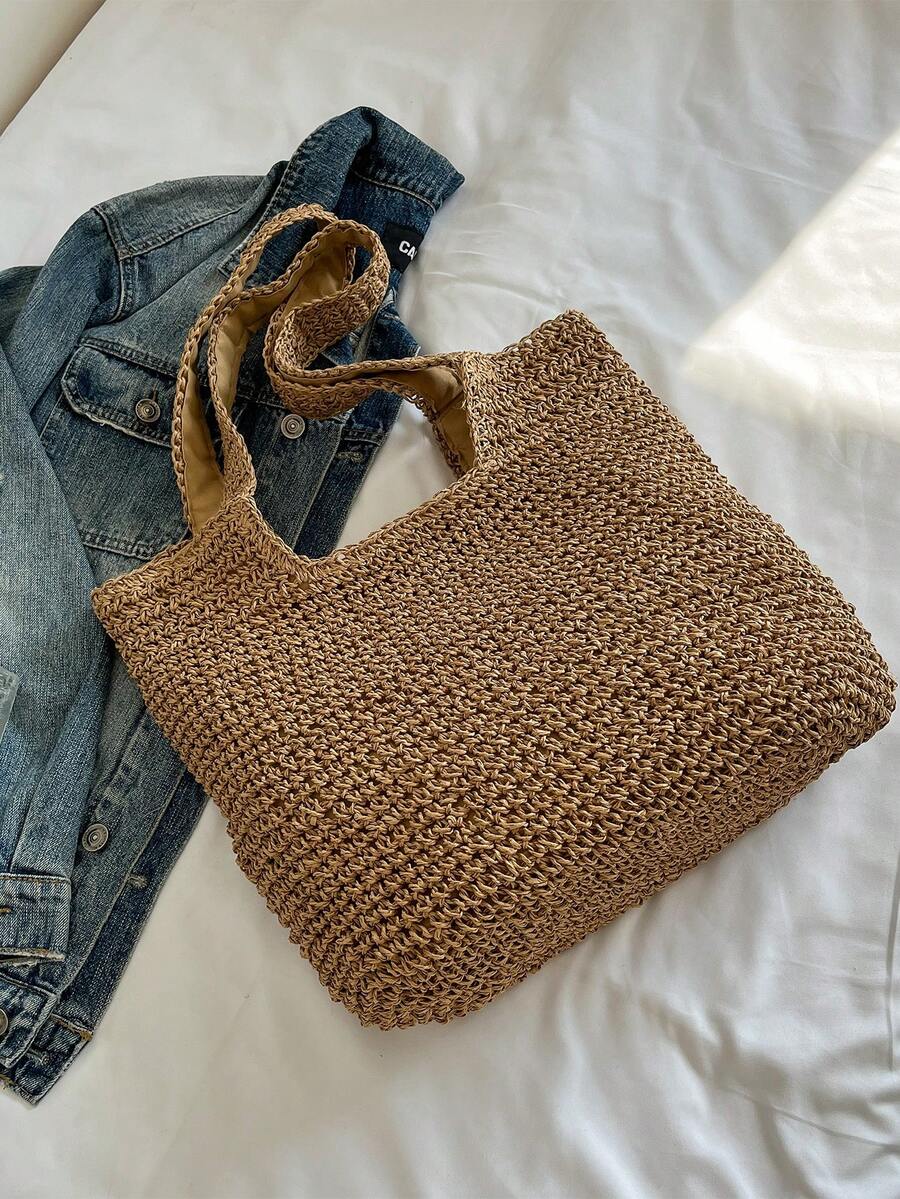 Fashionable Large Capacity Woven Tote Bag For Women, Straw Bag