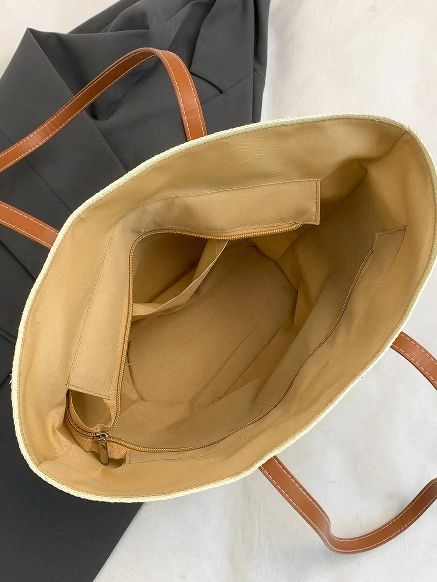 2026 New Large Capacity Straw Tote Bag, Fashion Versatile Commuter Shoulder Bag, Beach Vacation Travel Straw Woven Tote Bag, Beach Bags,Holiday