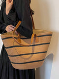 2026 New Large Capacity Straw Tote Bag, Fashion Versatile Commuter Shoulder Bag, Beach Vacation Travel Straw Woven Tote Bag