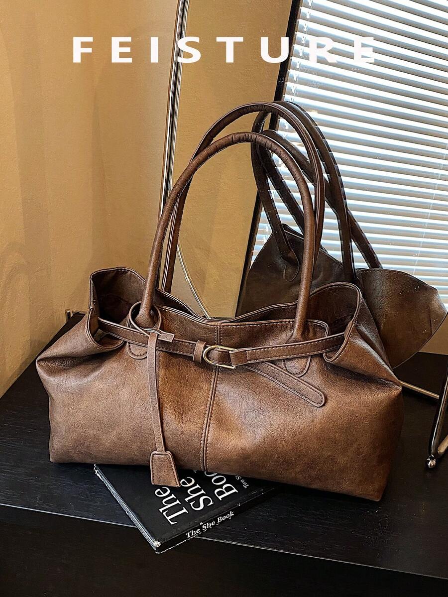 1pc Women's Large Capacity Shoulder Shopping Bag With Magnetic Closure, Suitable For Daily Outings, Dates, Commuting