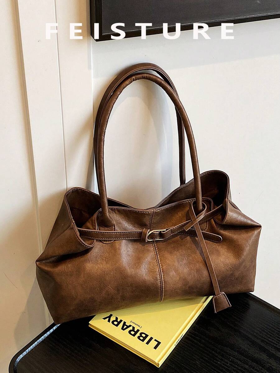 1pc Women's Large Capacity Shoulder Shopping Bag With Magnetic Closure, Suitable For Daily Outings, Dates, Commuting
