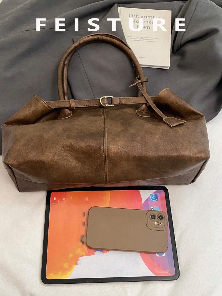 1pc Women's Large Capacity Shoulder Shopping Bag With Magnetic Closure, Suitable For Daily Outings, Dates, Commuting