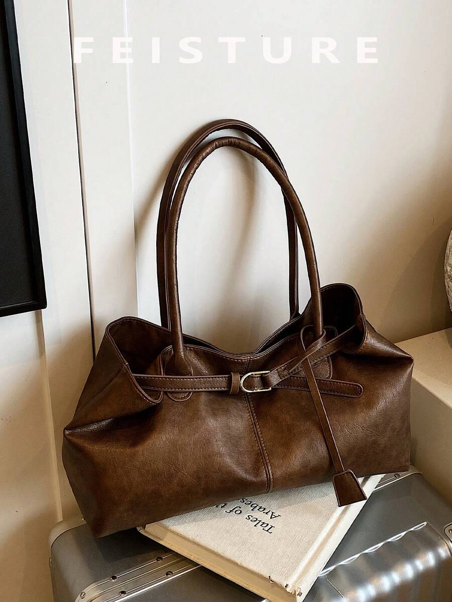 1pc Women's Large Capacity Shoulder Shopping Bag With Magnetic Closure, Suitable For Daily Outings, Dates, Commuting