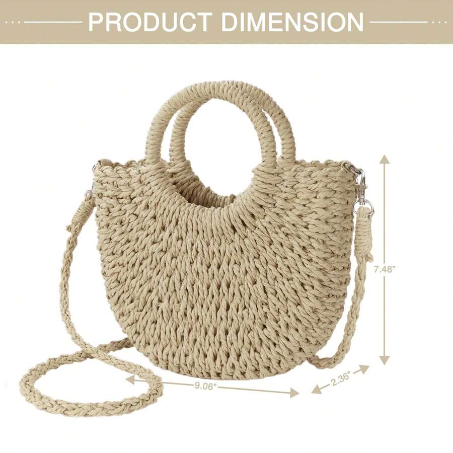 Oaoleer 1PC Straw Clutch Purses For Women Woven Straw Beach Sea Handbag Tote Bags For Summer