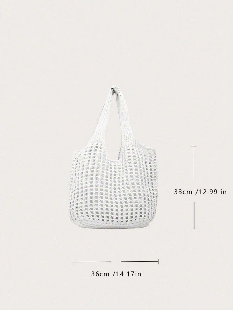 Yogodlns Lightweight Leisure Hollow Out Woven Shopping Crochet Bag For Women, Large Capacity Tote Bags For Travel, Multifunctional Kitchen Storage Mesh Bag