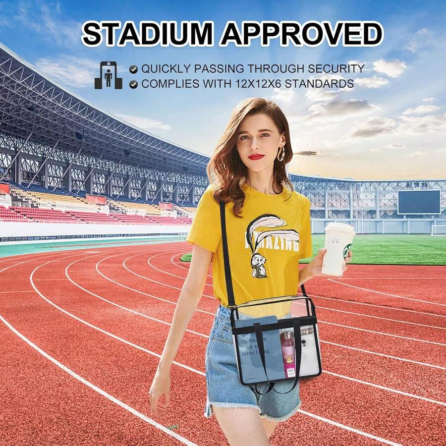 Clear Bags Stadium Approved Clear Tote Bag With Zipper Closure Crossbody Messenger Shoulder Bag With Adjustable Strap