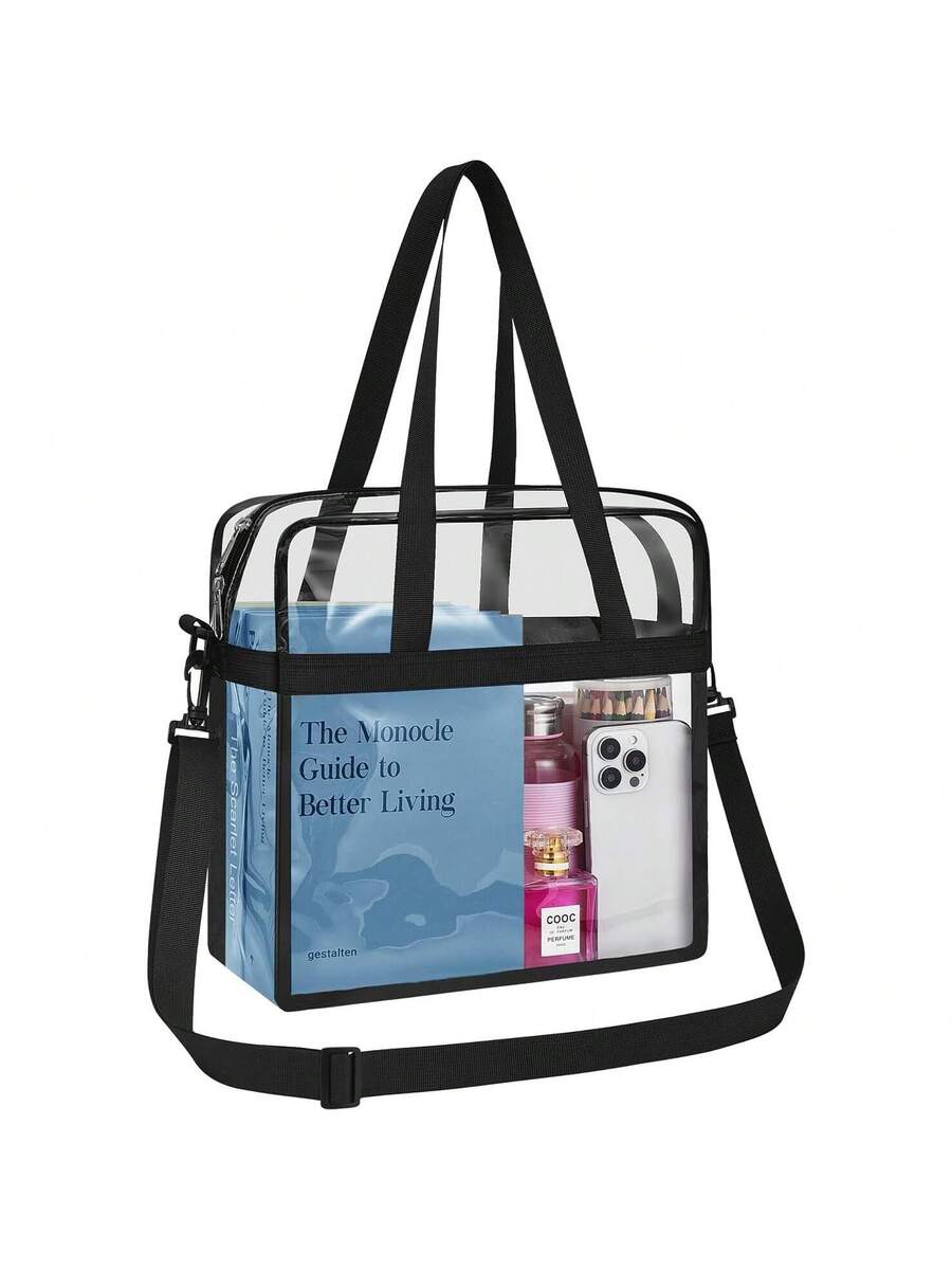 Clear Bags Stadium Approved Clear Tote Bag With Zipper Closure Crossbody Messenger Shoulder Bag With Adjustable Strap
