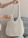 Yogodlns Lightweight Leisure Hollow Out Woven Shopping Crochet Bag For Women, Large Capacity Tote Bags For Travel, Multifunctional Kitchen Storage Mesh Bag