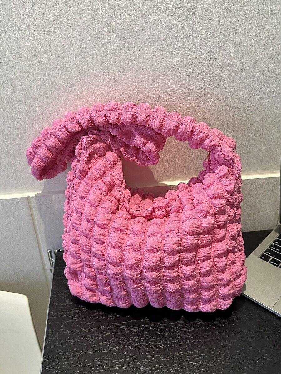 Women's Puffer Totes Fashion Quilted Shoulder Crossbody Bag Solid Color Rhombus Down Padded Handbag Dumpling Purse