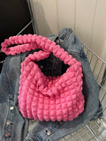 Women's Puffer Totes Fashion Quilted Shoulder Crossbody Bag Solid Color Rhombus Down Padded Handbag Dumpling Purse