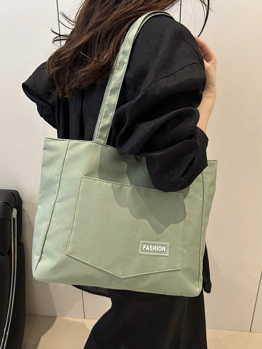 Minimalist Shoulder Bag, Popular Niche Crossbody Women Bag, Plain Color Casual Commuting Tote, Tote Bags For School,College Essentials, Green, Beach, Summer Outfits