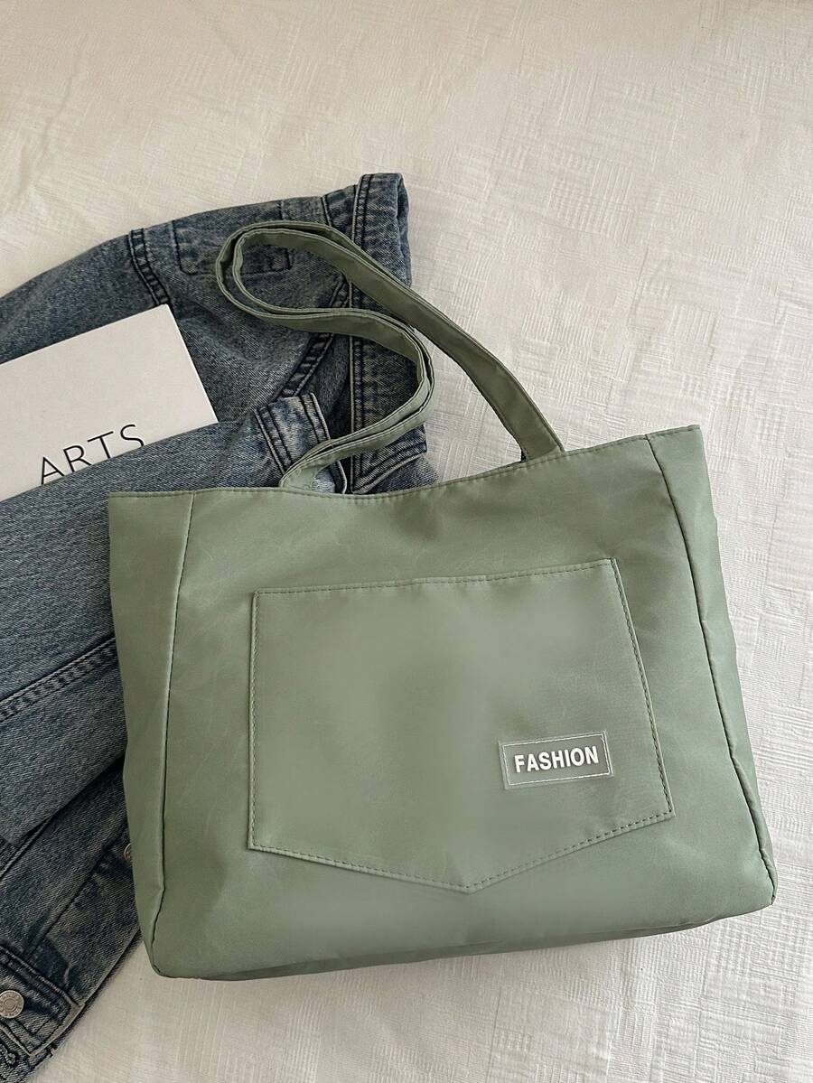 Minimalist Shoulder Bag, Popular Niche Crossbody Women Bag, Plain Color Casual Commuting Tote, Tote Bags For School,College Essentials, Green, Beach, Summer Outfits