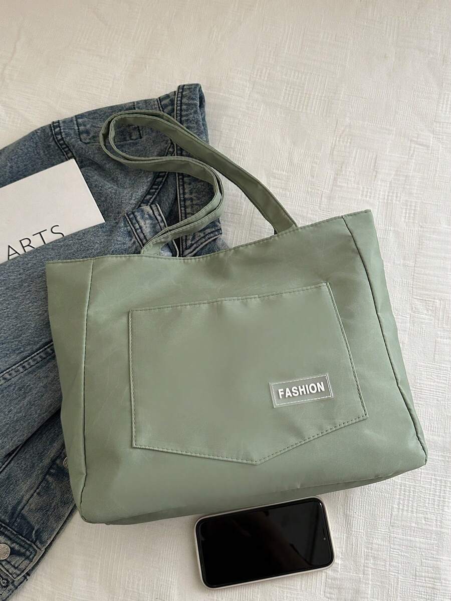 Minimalist Shoulder Bag, Popular Niche Crossbody Women Bag, Plain Color Casual Commuting Tote, Tote Bags For School,College Essentials, Green, Beach, Summer Outfits