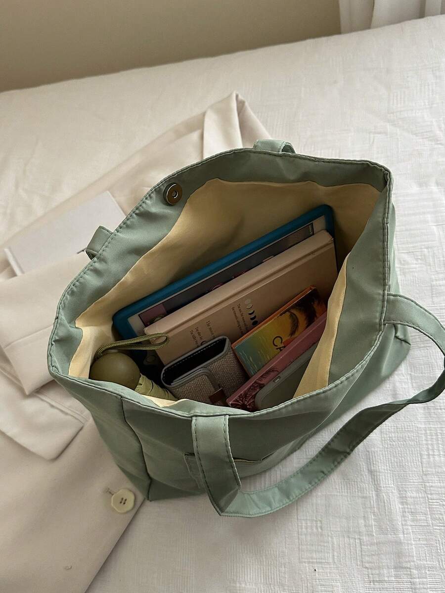Minimalist Shoulder Bag, Popular Niche Crossbody Women Bag, Plain Color Casual Commuting Tote, Tote Bags For School,College Essentials, Green, Beach, Summer Outfits