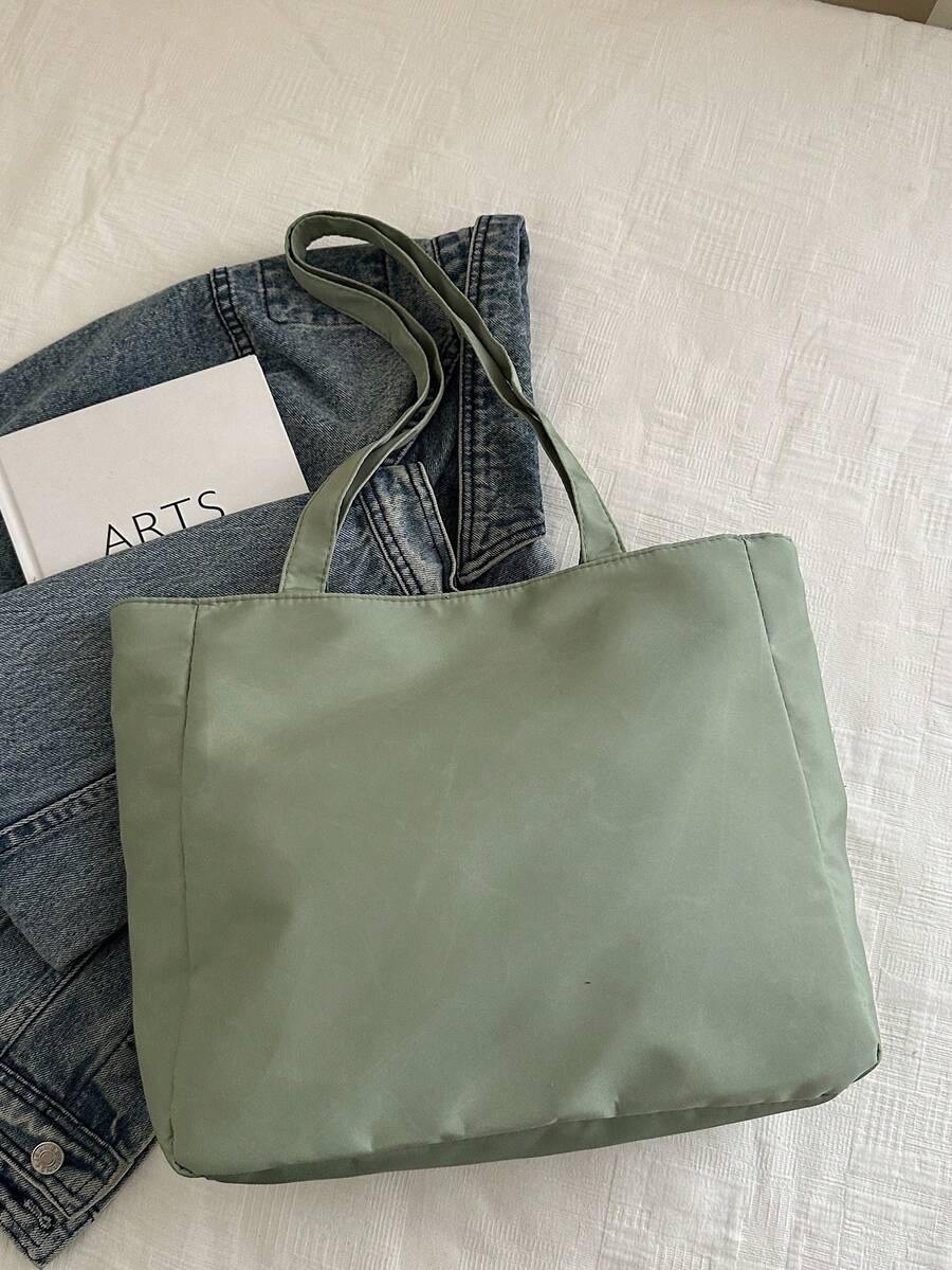 Minimalist Shoulder Bag, Popular Niche Crossbody Women Bag, Plain Color Casual Commuting Tote, Tote Bags For School,College Essentials, Green, Beach, Summer Outfits