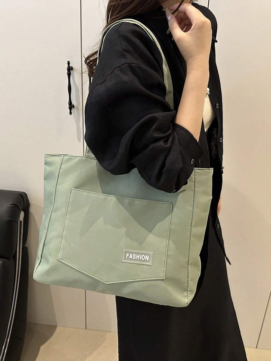Minimalist Shoulder Bag, Popular Niche Crossbody Women Bag, Plain Color Casual Commuting Tote, Tote Bags For School,College Essentials, Green, Beach, Summer Outfits