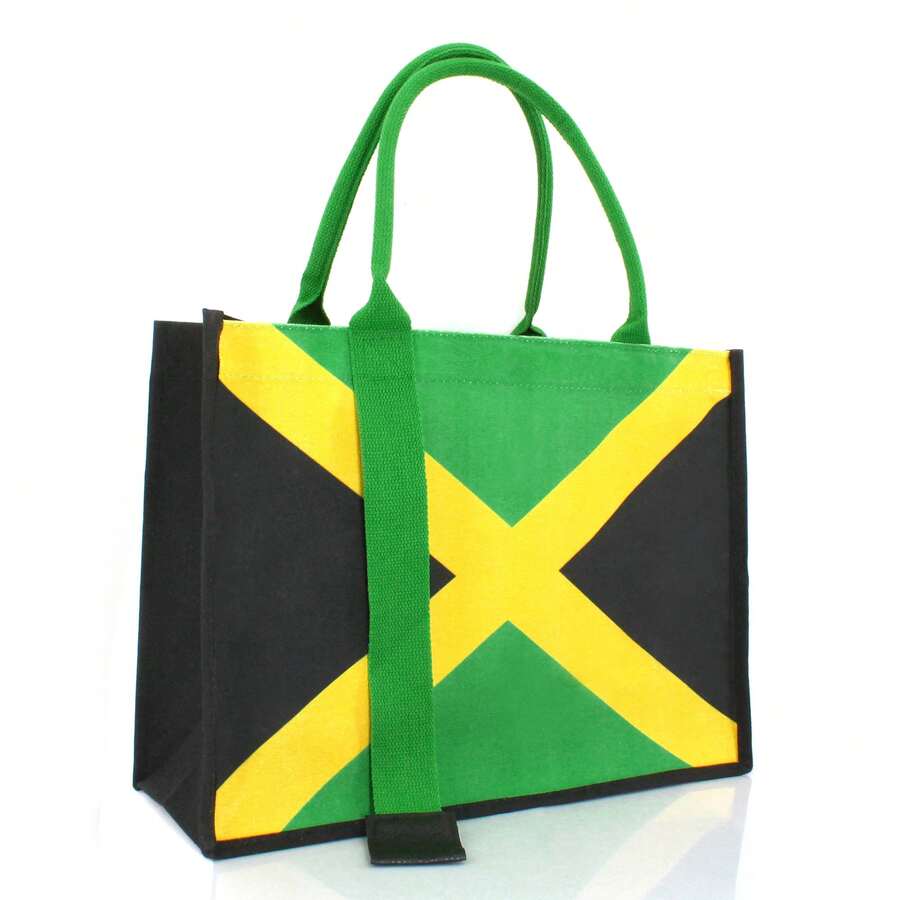 Women's Canvas Tote Bag Ribbon Beach Bag Jamaican Reggae Party Bag