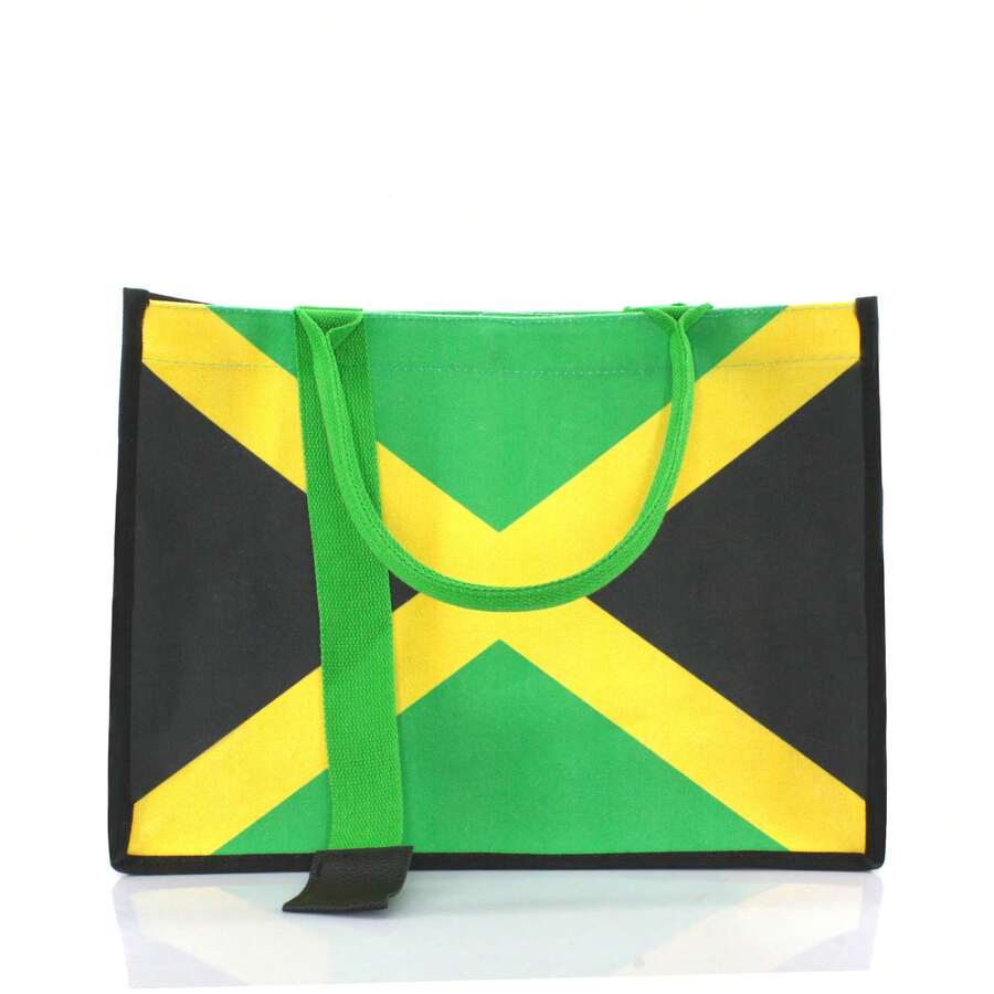 Women's Canvas Tote Bag Ribbon Beach Bag Jamaican Reggae Party Bag
