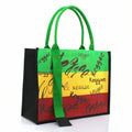 Women's Canvas Tote Bag Ribbon Beach Bag Jamaican Reggae Party Bag