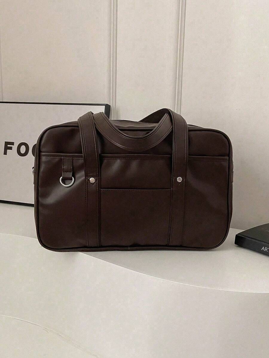 Minimalist Fashion OL Tote Bag, Women's PU Leather Handbag, Solid Color Large Capacity Shoulder Bag, Suitable For Work