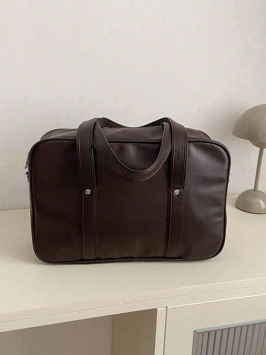 Minimalist Fashion OL Tote Bag, Women's PU Leather Handbag, Solid Color Large Capacity Shoulder Bag, Suitable For Work