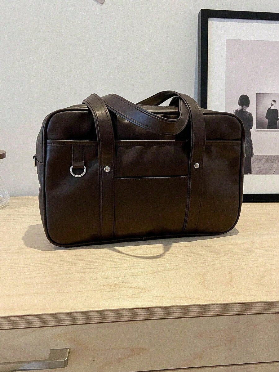 Minimalist Fashion OL Tote Bag, Women's PU Leather Handbag, Solid Color Large Capacity Shoulder Bag, Suitable For Work