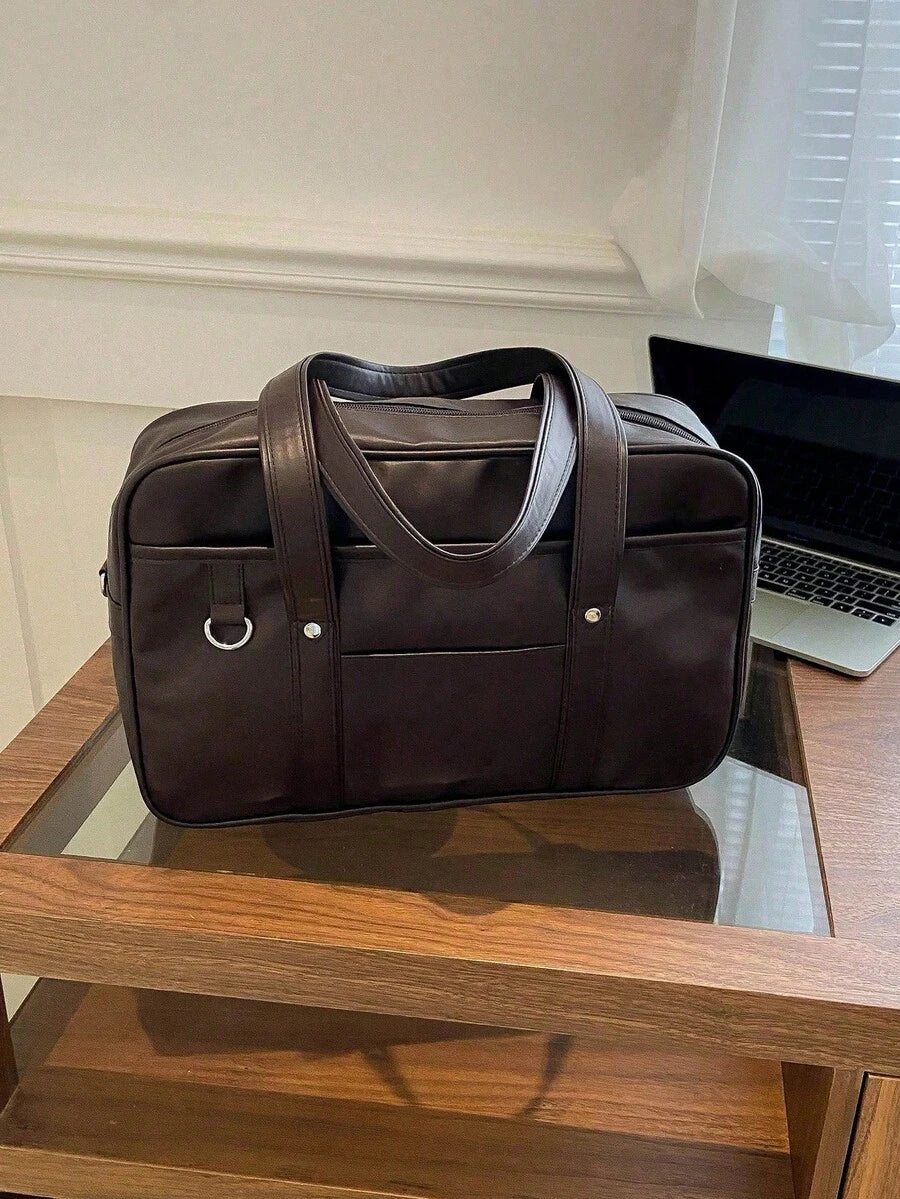 Minimalist Fashion OL Tote Bag, Women's PU Leather Handbag, Solid Color Large Capacity Shoulder Bag, Suitable For Work