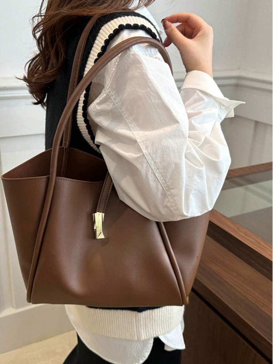 2025 New Women's Large Capacity Bag, Shoulder Commuter Bag, Mommy Bag, High-End Retro Minimalist Handbag