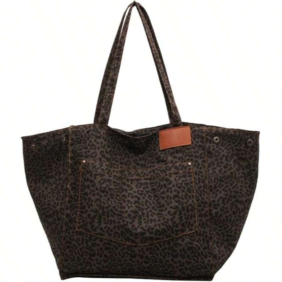 Leopard Print Tote Bags For Women Large-Capacity Bag Single-Shoulder Sag For Women Large Leopard Print Bag
