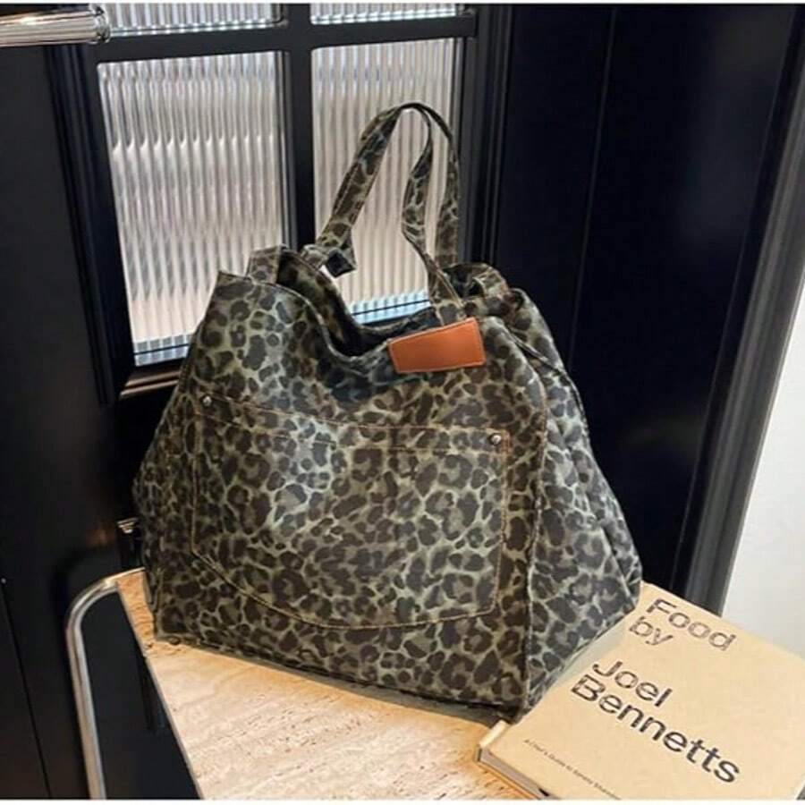 Leopard Print Tote Bags For Women Large-Capacity Bag Single-Shoulder Sag For Women Large Leopard Print Bag