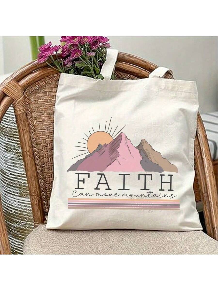 Upgraded Christian Tote Bag, Christian Gift, Church Bible Verse Handbag, Christian Print Handbag, Large Capacity, Fashionable And Simple Style, Durable Canvas Bag, Suitable For Outdoor Picnics And Par