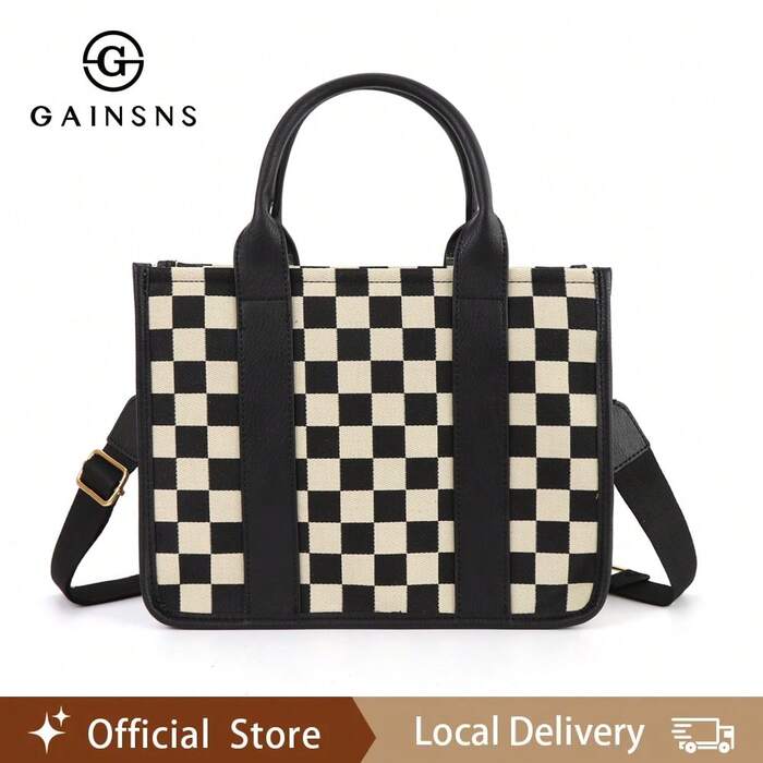 GAINSNS Checkered Mini Tote Bag For Women Shoulder Bags Crossbody Bag Handbag Sa