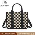 GAINSNS Checkered Mini Tote Bag For Women Shoulder Bags Crossbody Bag Handbag Sa
