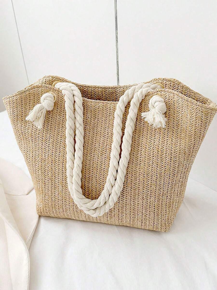 Women's Woven Straw Tote Bag Lightweight Summer Travel Beach Hobo Handbags