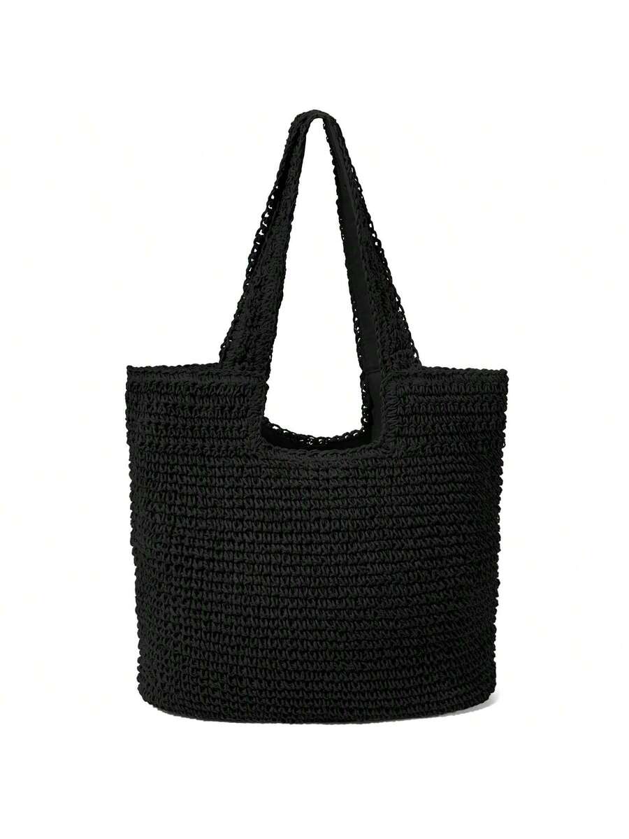 Hatisan Straw Beach Bag For Women Summer Woven Beach Tote Bag Shoulder Handbags Boho Bag, Suitable With Dress For Shopping, Travel,Vacation Essentials