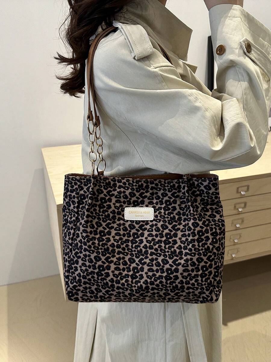 Fashionable Striped Handbag- Women's Large Capacity Shoulder Bag- Zipper Tote Bag For Daily Use- Metal Chain Tote Bag Minimalist Chain Shoulder Tote Bag For Teen Girls Women College Students,Rookie